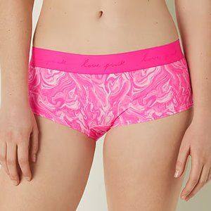 PINK Victoria's Secret Logo Boyshort Panty Atomic Pink Marble L
